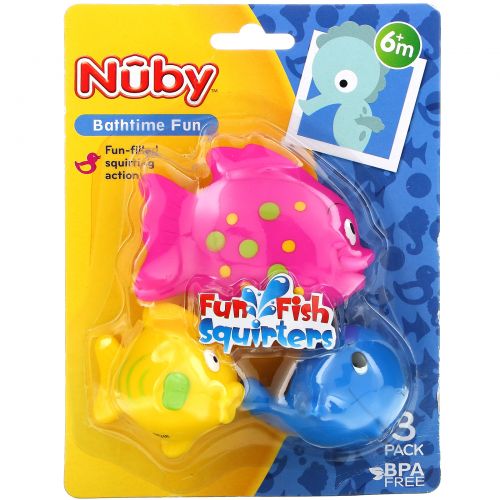 Nuby, Игрушечные рыбки для ванной, 6+м, 3 шт.