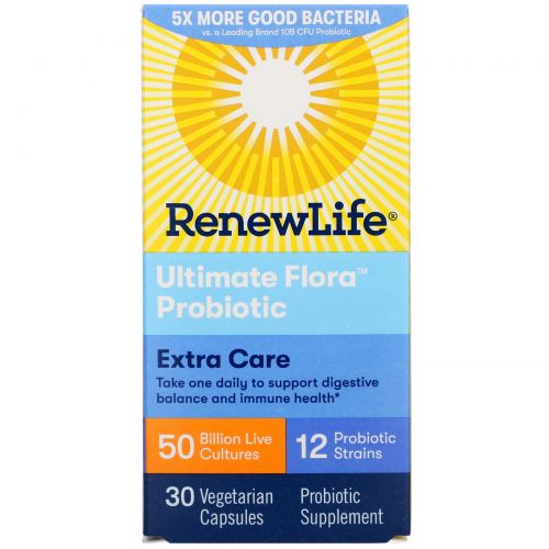 Renew Life, Пробиотик Ultimate Flora, Critical Care, 50 миллиардов, 30 растительных капсул