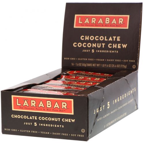 Larabar, Тянучка с кокосом и шоколадом, 16 батончиков, 1,6 унции (45 г) каждый