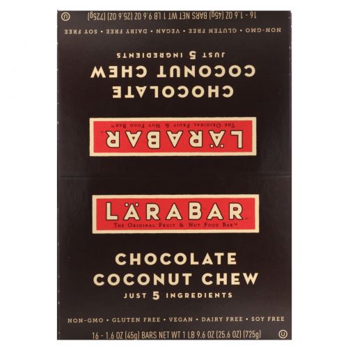 Larabar, Тянучка с кокосом и шоколадом, 16 батончиков, 1,6 унции (45 г) каждый