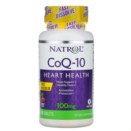 Natrol, CoQ-10, быстрорастворимый, вишневый вкус, 100 мг, 30 таблеток