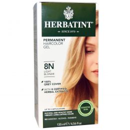 Herbatint, Перманентная травяная краска-гель для волос, 8N, светлый блондин, 4,56 жидкой унции (135 мл)