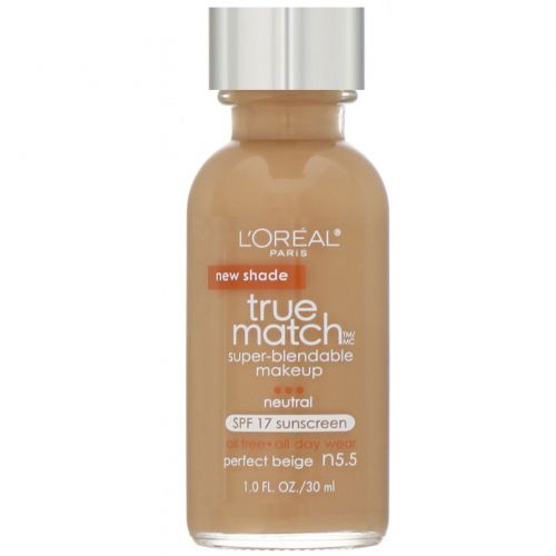 L'Oreal, Тональная основа True Match Super-Blendable Makeup, оттенок идеальный бежевый N5,5, 30 мл