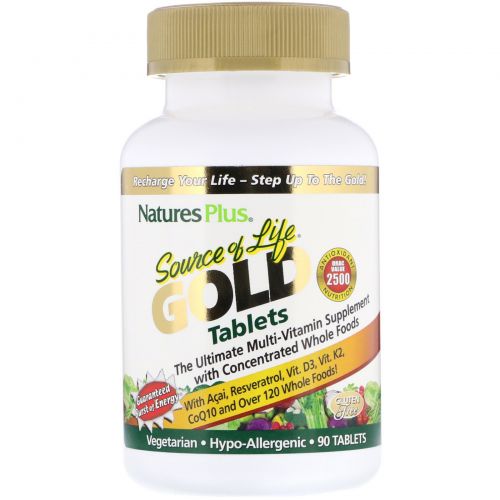 Nature's Plus, Source of Life Gold, The Ultimate Multi-Vitamin Supplement, 90 таблеток