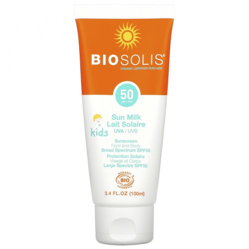 Biosolis, Солнцезащитное молочко для детей, SPF 50, 100 мл (3,4 жидк. унций)