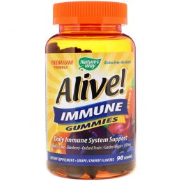Nature's Way, Alive! Жевательные витамины для поддержания иммунитета, со фруктовым вкусом, 90 желейных витаминов