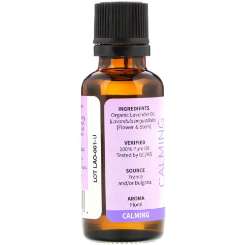 Garden of Life, 100% Organic & Pure, Essential Oils, Calming, Lavender, 1 fl oz (30 ml)