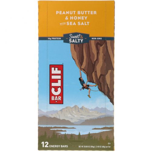 Clif Bar, Energy Bars, Peanut Butter & Honey with Sea Salt, 12 Bars, 2.40 oz (68 g) Each