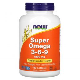 Now Foods, Супер Омега 3 - 6 - 9, 1200 мг., 180 капсул