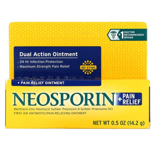 Neosporin, Dual Action + Pain Relief Oitment, 0.5 oz (14.2 g)