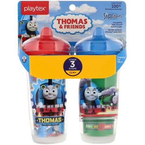 Playtex Baby, Sipsters, Thomas & Friends, 12+ Months, 2 Cups, 9 oz (266 ml) Each