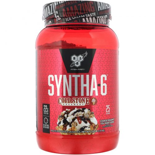 BSN, Syntha-6, Cold Stone Creamery, со вкусом печенья Cookie Doughn't You Want Some, 1,17 кг