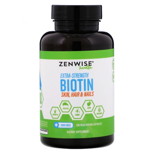 Zenwise Health, Biotin, Extra Strength, 500 mcg, 120 Veggie Caps