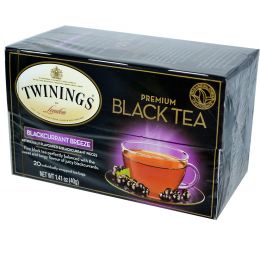 Twinings, Премиум Черный чай, черная смородина 20 чайных пакетиков, 1.41 унции (40 г)