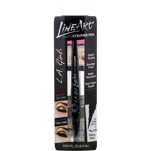 L.A. Girl, Подводка-фломастер Line Art Matte Eyeliner, оттенок Intense Black, 0,4 мл