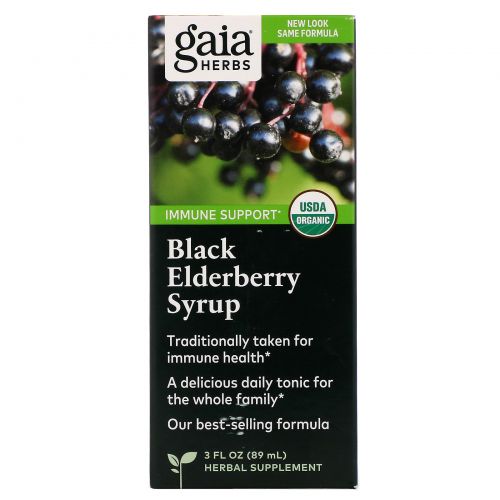 Gaia Herbs, Black Elderberry Syrup, 3 fl oz (89 ml)
