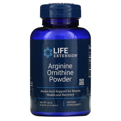 Life Extension, Порошок с аргинином и орнитином, 5,29 унции (150 г)