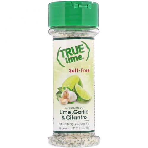 True Citrus Company, True Lime, Кристаллизированный лимон, Чеснок и кинза, Без соли, 1,94 унц. (55 г)