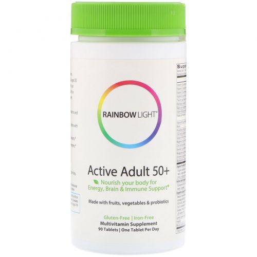 Rainbow Light, Just Once, Активные взрослые от 50 лет, мультвитамин на осное пищи, 90 таблеток