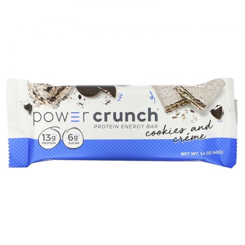 BNRG, Power Crunch, протеиновый энергетический батончик со вкусом сливочного печенья, 12 шт. по 40 г