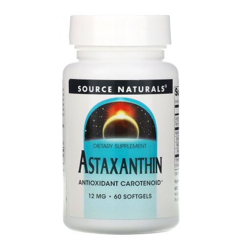 Source Naturals, Астаксантин, 12 мг, 60 мягких желатиновых капсул