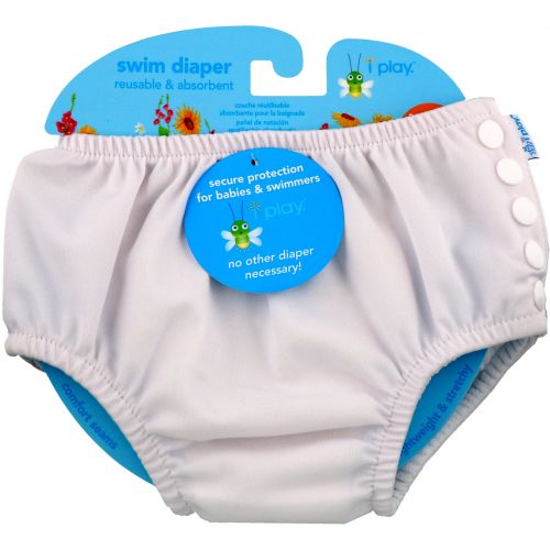 i play Inc., Swim Diaper, Reusable & Absorbent, 24 Months, White, 1 Diaper