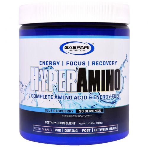 Gaspari Nutrition, "ГиперАмино", аминокислотный комплекс со вкусом ежевики, 10,58 унции (300 г)