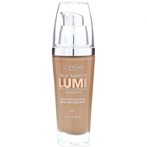 L'Oreal, Тональная основа True Match Healthy Luminous Makeup, SPF 20, оттенок W6 солнечный бежевый, 30 мл