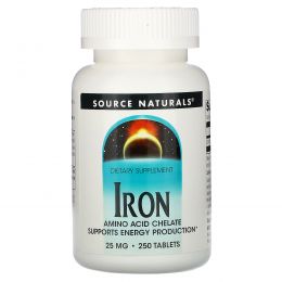 Source Naturals, Железо, 25 мг, 250 таблеток