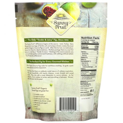 Sunny Fruit, Organic Figs, 5 Portion Packs, 1.76 oz ( 50 g) Each