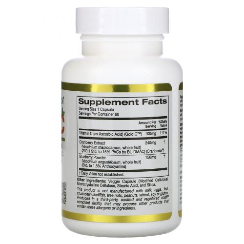 California Gold Nutrition, CranBlueC, клюква и голубика с витамином C, 60 растительных капсул