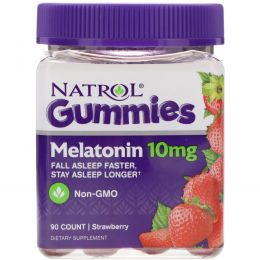 Natrol, Gummies, Melatonin, Strawberry, 10 mg, 90 Count