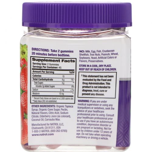 Natrol, Gummies, Melatonin, Strawberry, 10 mg, 90 Count