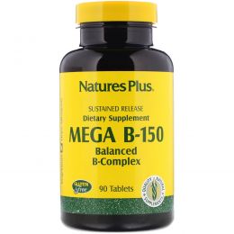 Nature's Plus, Mega B-150, Сбалансированный комплекс витаминов группы B, 90 таблеток
