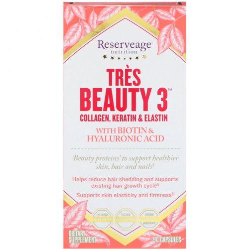 ReserveAge Nutrition, Tres Beauty 3, 90 капсул
