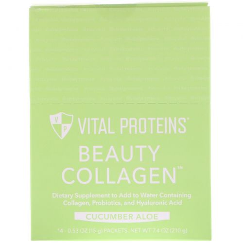 Vital Proteins, Beauty Collagen, Cucumber Aloe, 14 Packets, 0.53 oz (15 g) Each