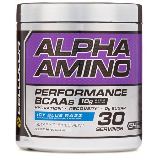 Cellucor, Alpha Amino, аминокислоты с разветвлённой цепью для производительности, льдисто-голубой, 13,4 унц. (381 г)