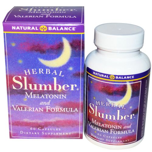 Natural Balance, Herbal Slumber, Melatonin and Valerian Formula, 60 Veggie Caps