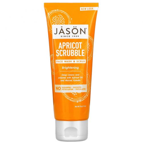 Jason Natural, Осветляющий абрикосовый скраб, Facial Wash & Scrub, 4 унции (113 г)