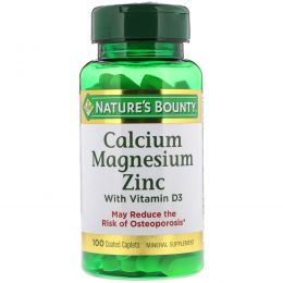 Nature's Bounty, Calcium Magnesium Zinc, 100 Coated Caplets