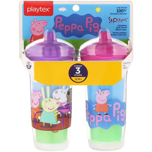 Playtex Baby, Sipsters, Peppa Pig, 12+ Months, 2 Cups, 9 oz (266 ml) Each