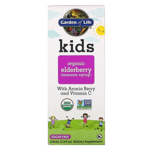 Garden of Life, Kids Organic Elderberry Immune Syrup 3.9 fl oz (116 mL)