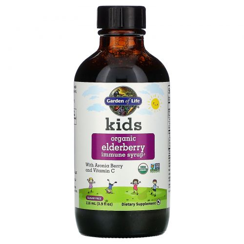 Garden of Life, Kids Organic Elderberry Immune Syrup 3.9 fl oz (116 mL)