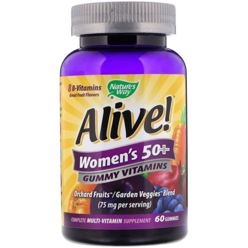 Nature's Way, Alive! Women's 50+ Gummy Vitamins, Great Fruit Flavors, 60 Gummies