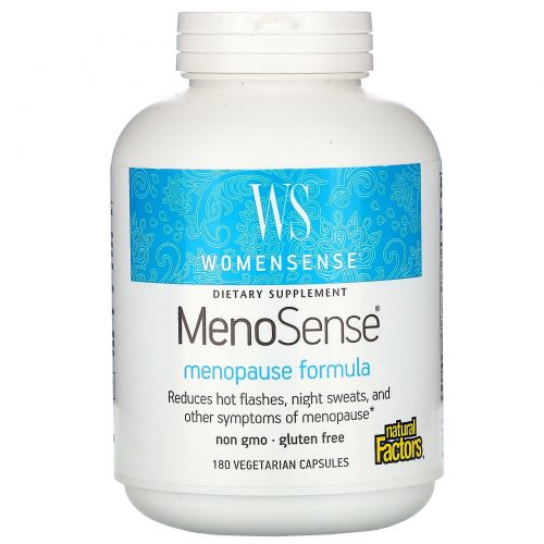 Natural Factors, WomenSense, MenoSense, формула для приема в период менопаузы, 180 растительных капсул
