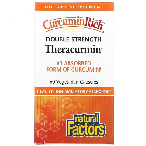 Natural Factors, CurcuminRich, Theracurmin двойной силы, 60 мг, 60 растительных капсул