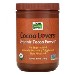 Now Foods, Real Food, Cocoa Lovers, органический какао-порошок, 340 г