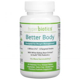 Hyperbiotics, Better Body, Probiotics for Weight Loss Support, 5 Billion CFU, 30 Time-Release Tablets