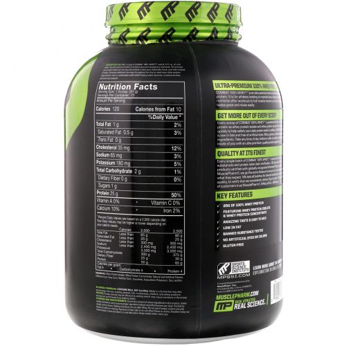 Muscle Pharm, Combat, 100% Whey, Baunilha, 5 lbs (2269 g)