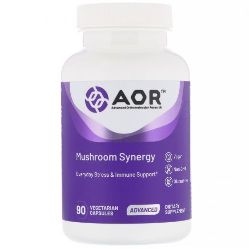 Advanced Orthomolecular Research AOR, Mushroom Synergy, 90 растительных капсул